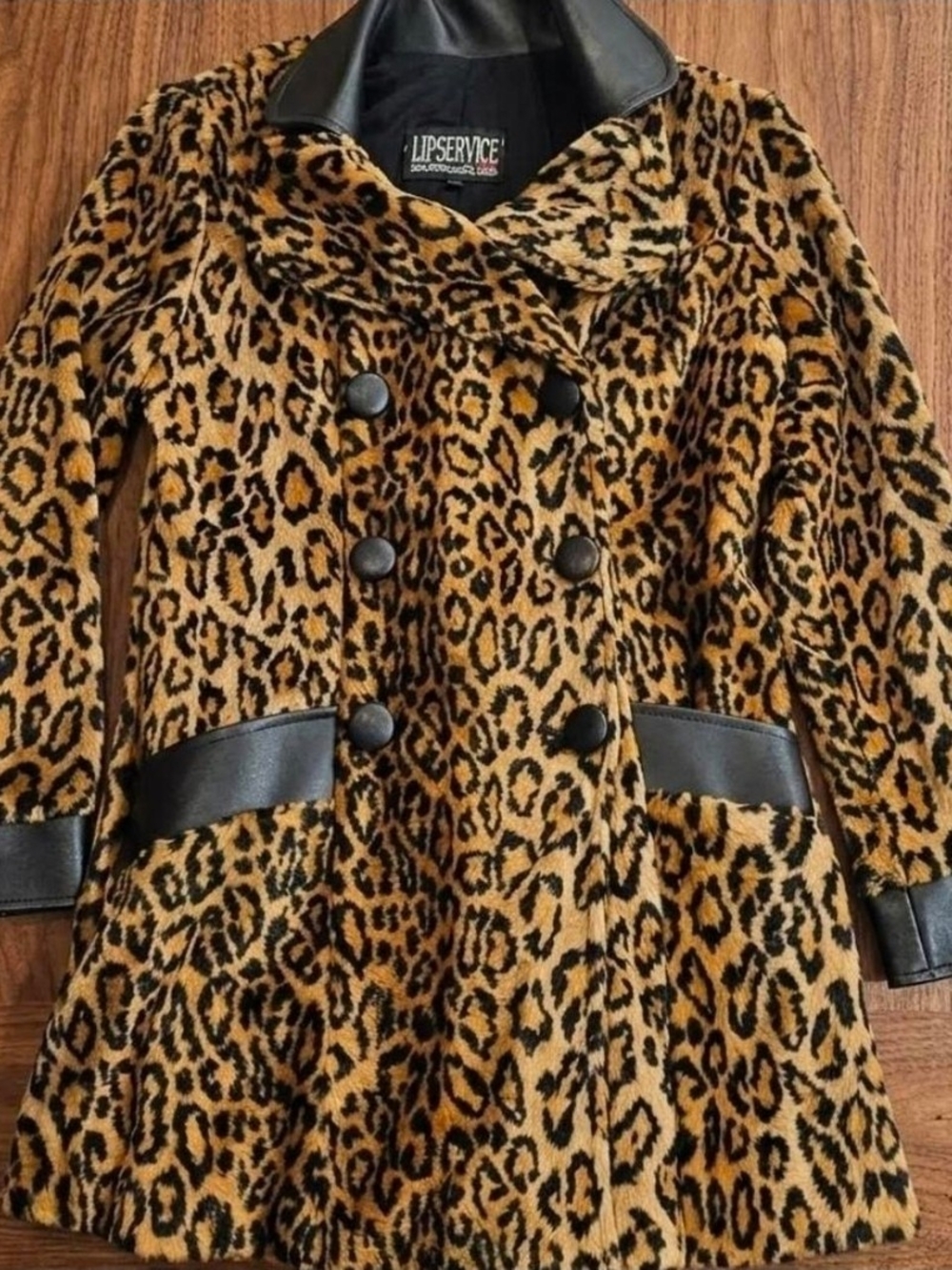 Lip Service Women's Vintage Leopard Print Pea Coat in Tan & Black🐅
